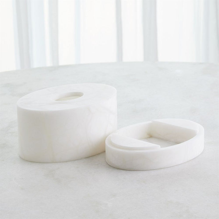 Alabaster Oval Tissue Box