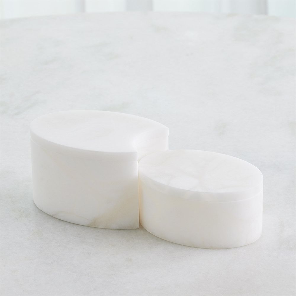 Alabaster Oval Box-Cut