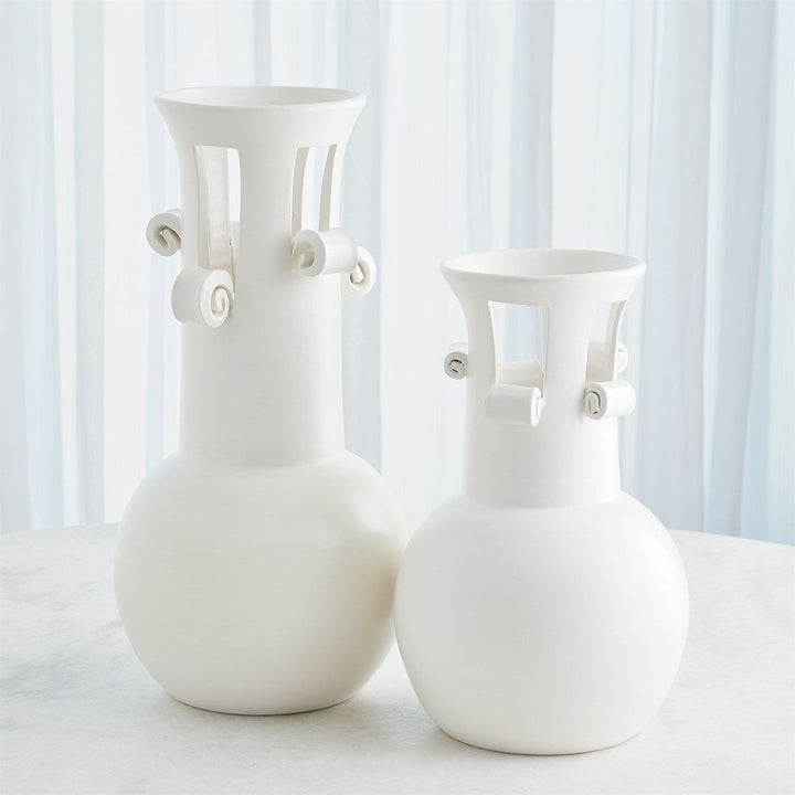 Vases Spiral Handle Vase-Matte White-Lg