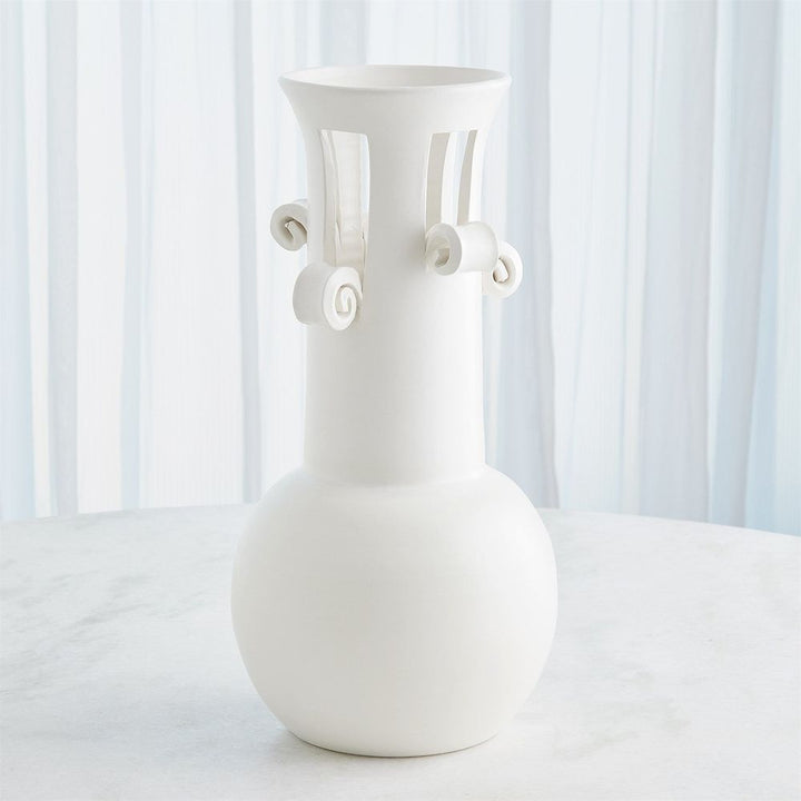 Vases Spiral Handle Vase-Matte White-Lg
