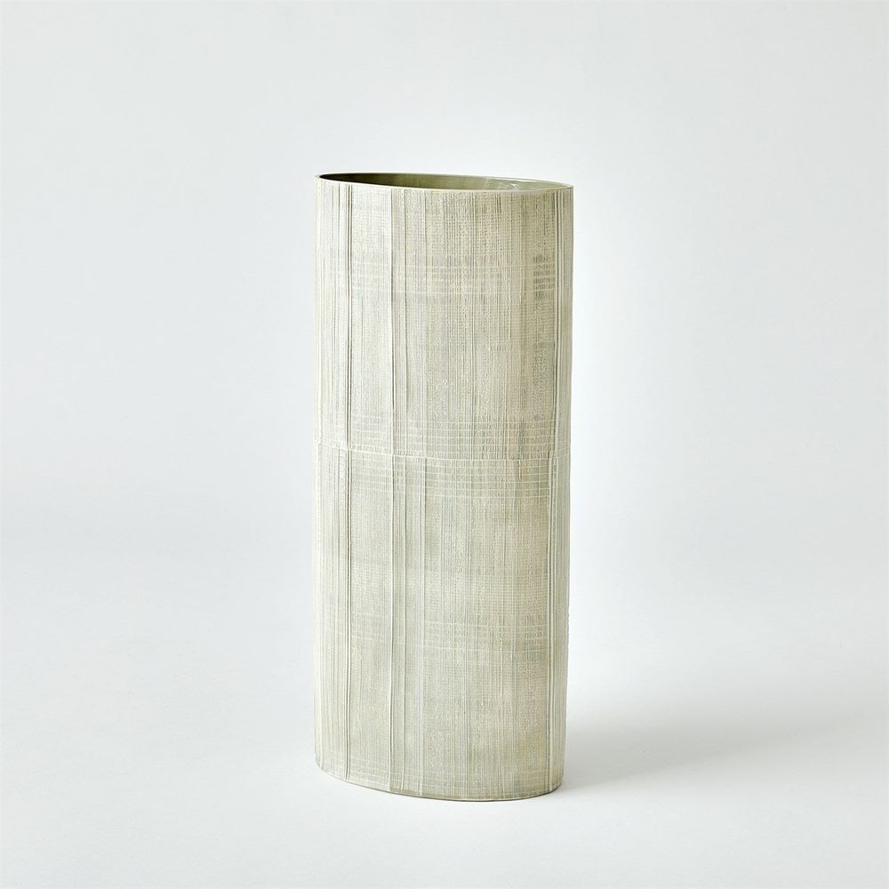 Cross Hatch Vase-Celery-Med