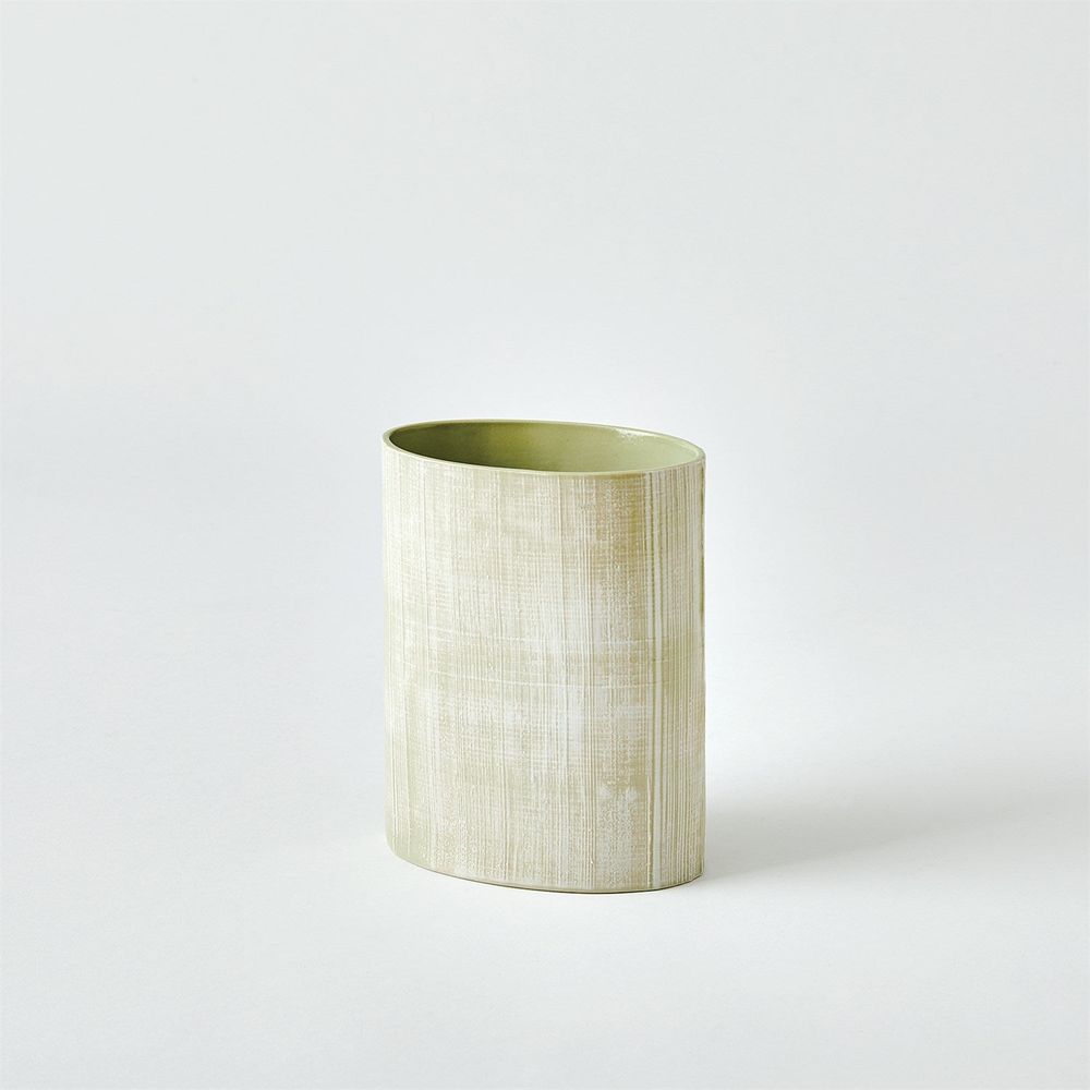 Cross Hatch Vase-Celery-Med