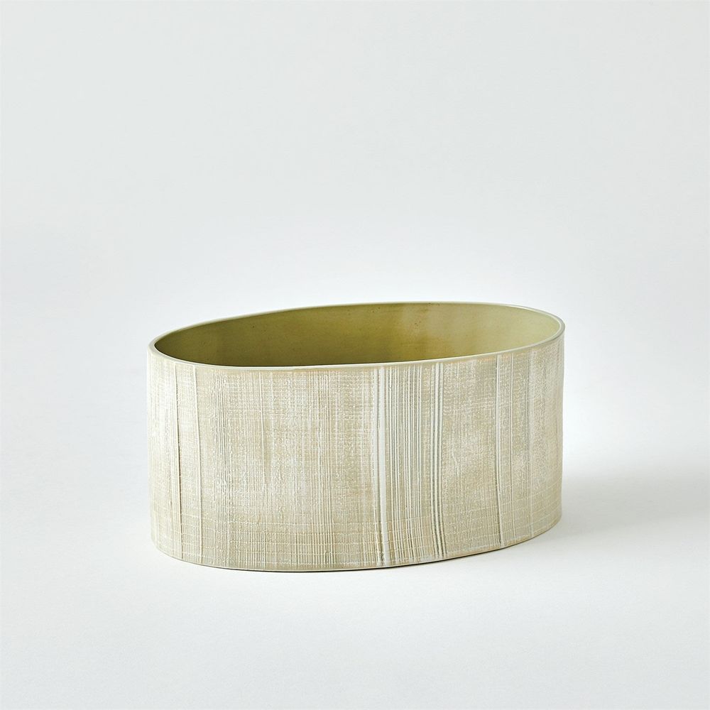 Cross Hatch Vase-Celery-Med