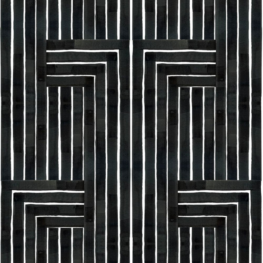 Additional view of Chiseled Wallpaper in black and white, featuring matte finish and wall-applied covering.