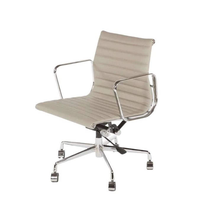 Mid Century Modern Daric Low Back Aluminum Executive Office Chair - Grey Leather