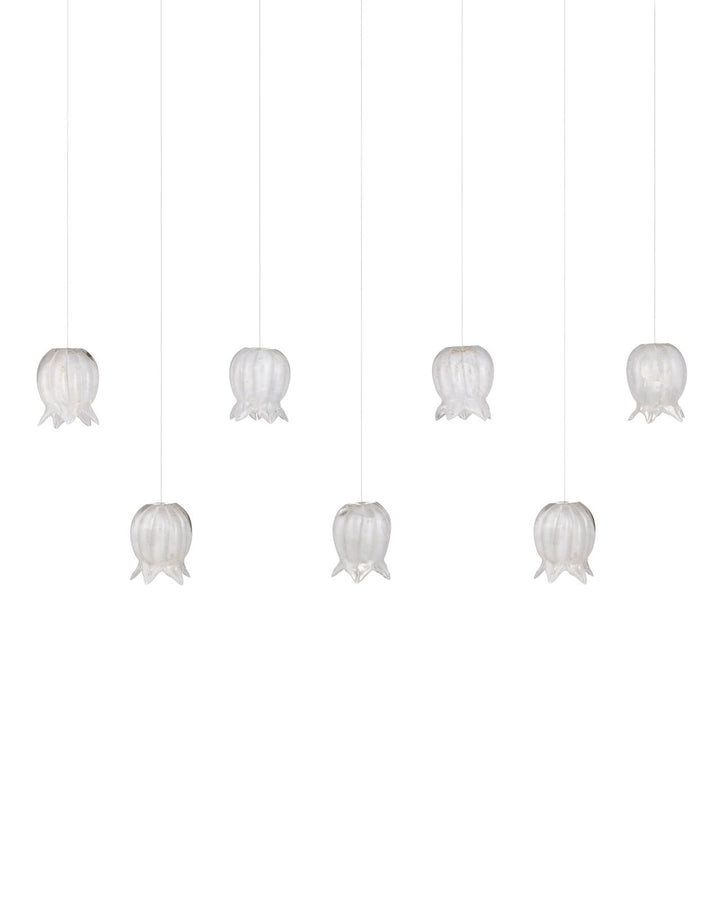 Pendants:Multi Polpo White 7-Light Linear Multi-Drop Pendant