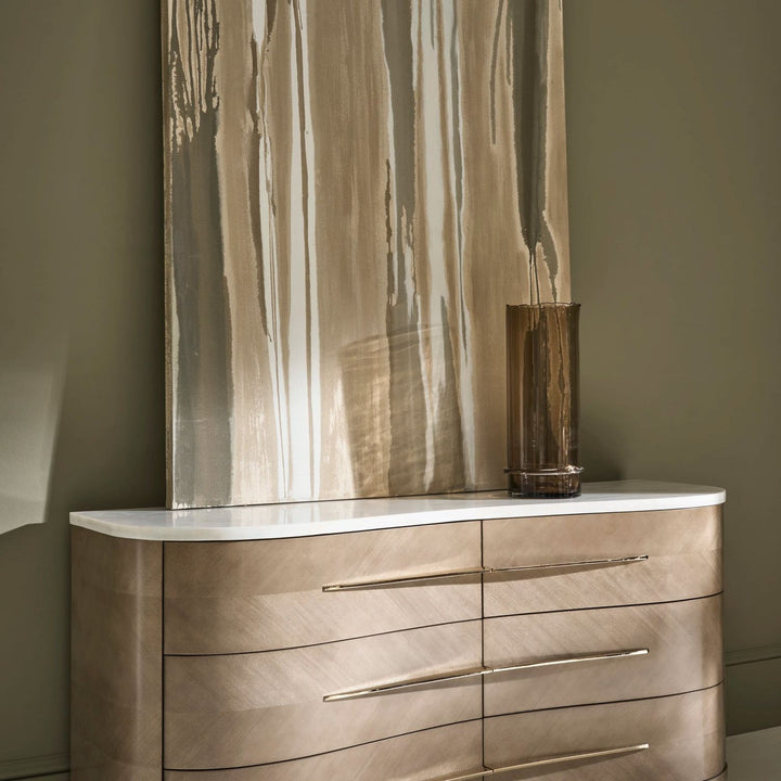 Additional view of Roam 6-Drawer Dresser in light oak beige and warm taupe.