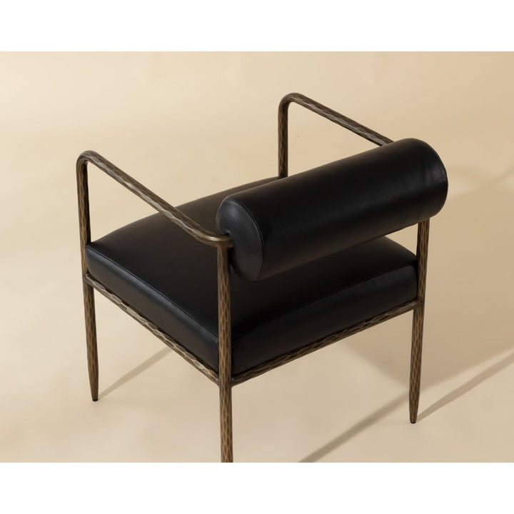 Dining Chairs Ajani Dining Armchair - Charcoal Black Leather