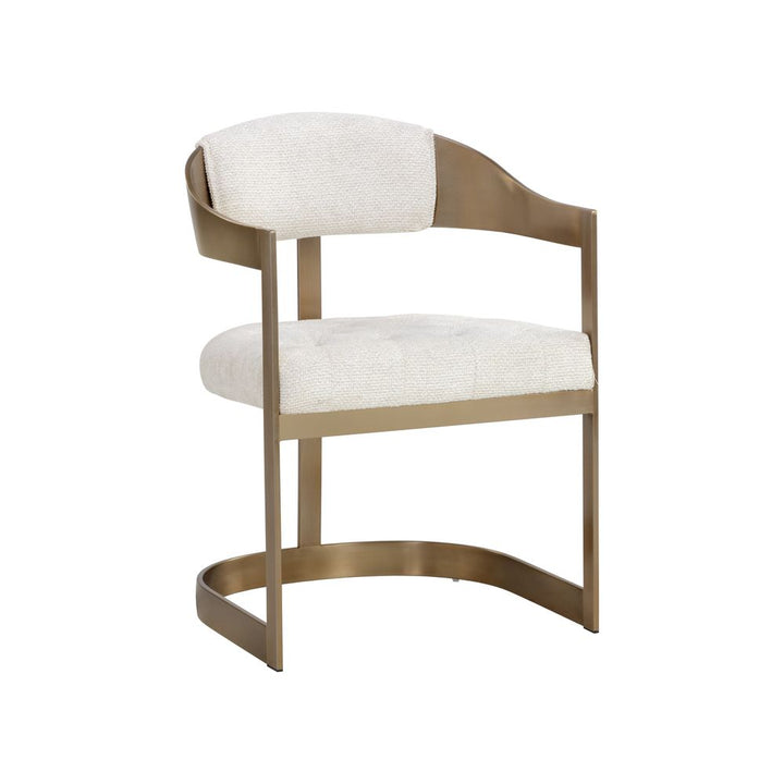 Dining Chairs Beaumont Dining Armchair - Antique Brass - Rhea Light Barley