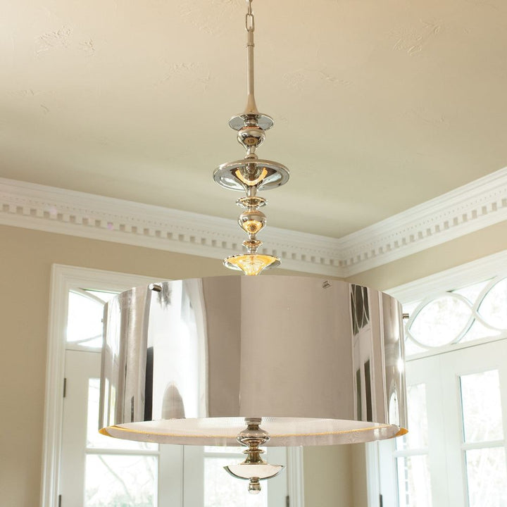 Chandeliers Turned Pendant Chandelier-Nickel-Sm