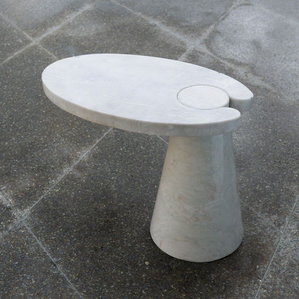 Cone Cantilever Table - White Marble