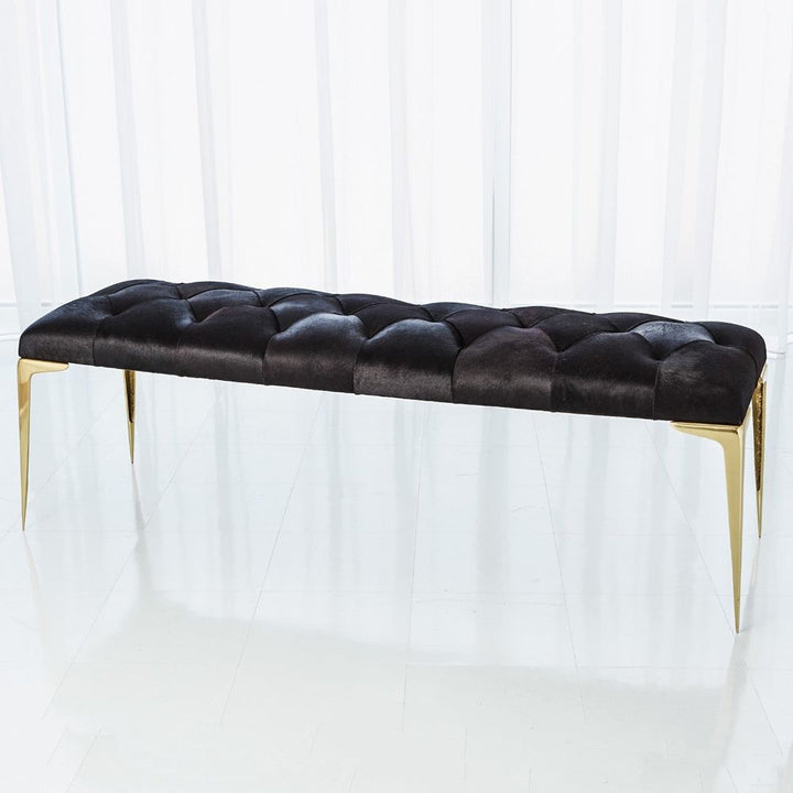 Stools & Ottomans Stiletto Bench-Black Hair-on-Hide