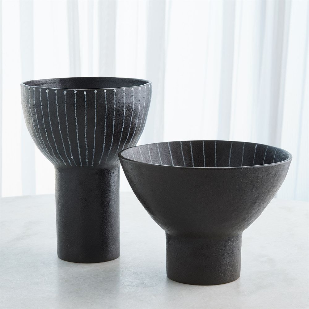 Cinder Footed Bowl-Striped-Lg