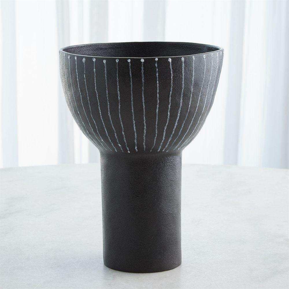 Cinder Footed Bowl-Striped-Lg