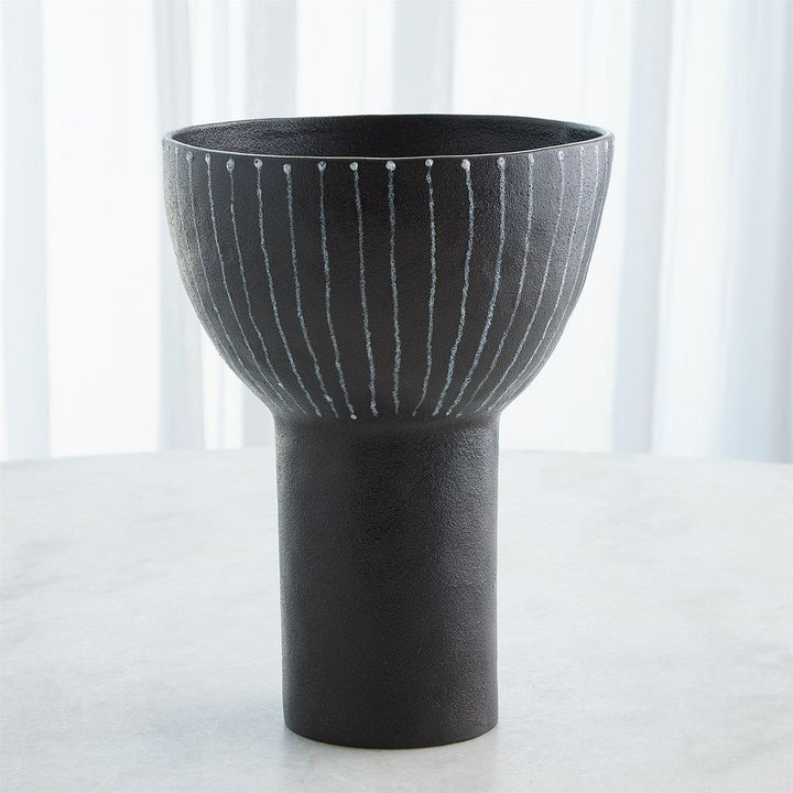 Cinder Footed Bowl-Striped-Lg