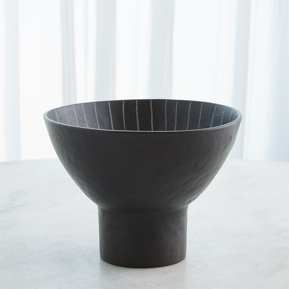 Cinder Footed Bowl-Striped-Lg