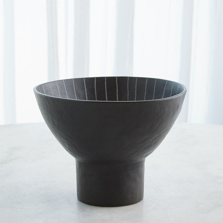 Cinder Footed Bowl-Striped-Lg