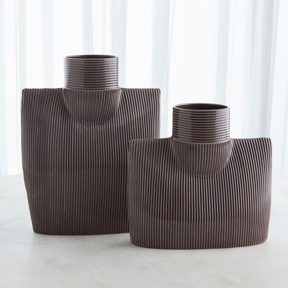 Vases Ribbed Collar Vase-Plum-Sm
