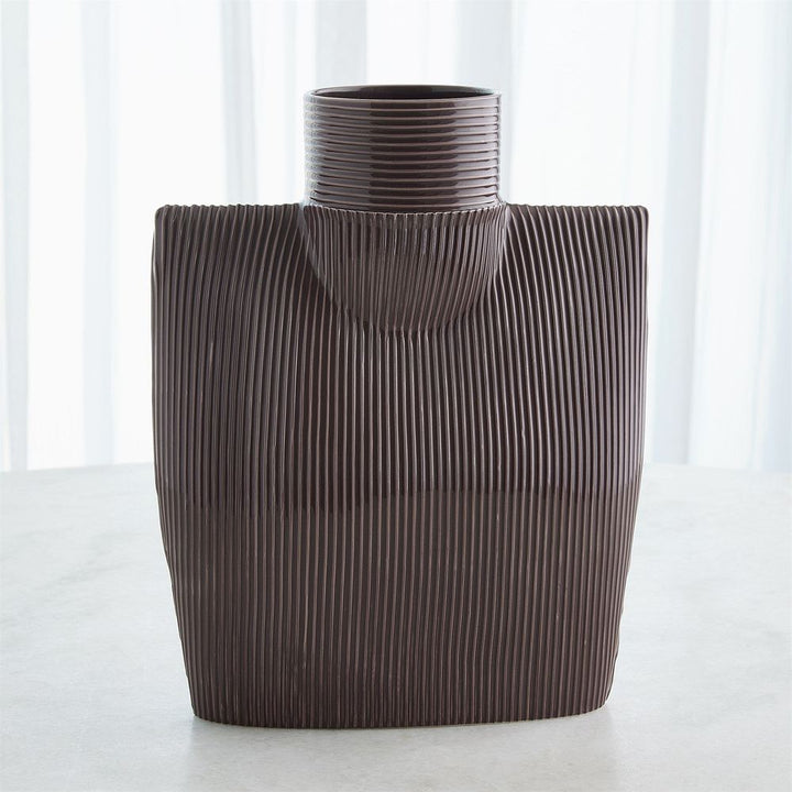 Ribbed Collar Vase-Plum-Sm