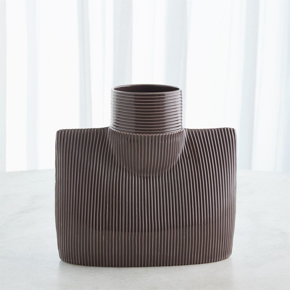 Ribbed Collar Vase-Plum-Sm