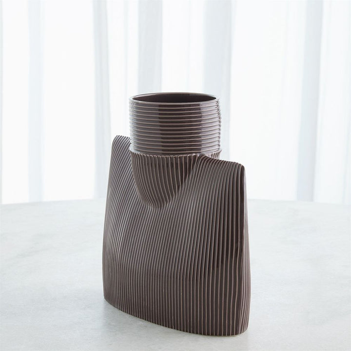 Ribbed Collar Vase-Plum-Sm