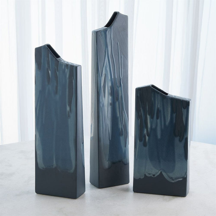 Column Splash Vase-Reactive Blue-Lg