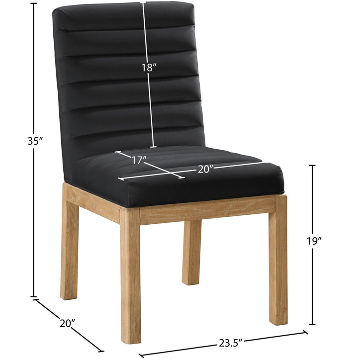 Evelyn Velvet Upholstered Dining Chair — Black / Stained Natural