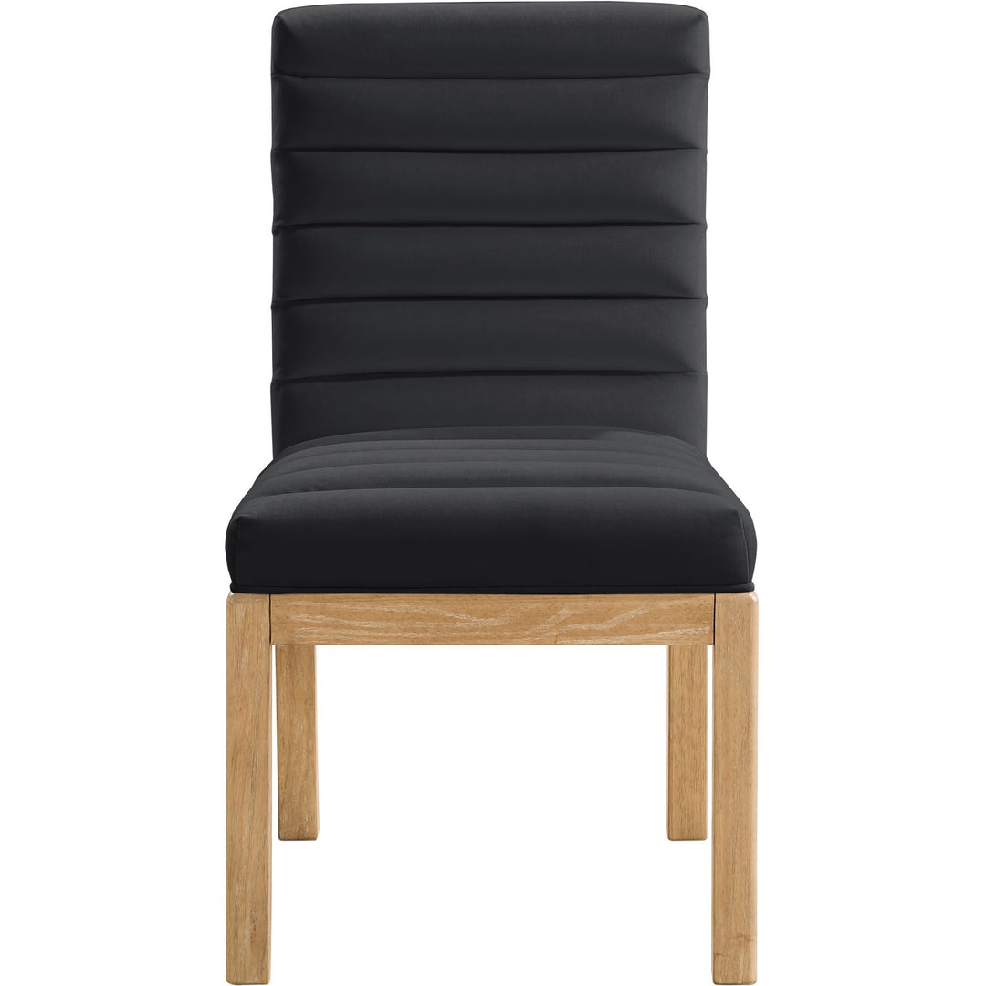 Evelyn Velvet Upholstered Dining Chair — Black / Stained Natural