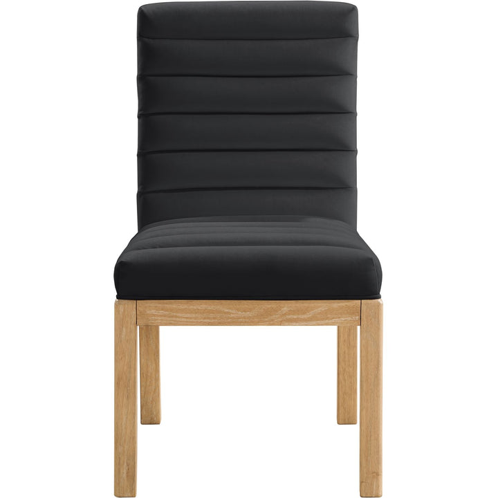 Evelyn Velvet Upholstered Dining Chair — Black / Stained Natural