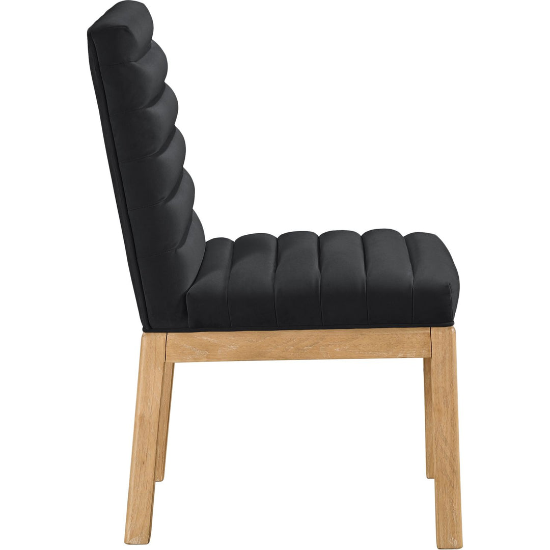 Evelyn Velvet Upholstered Dining Chair — Black / Stained Natural