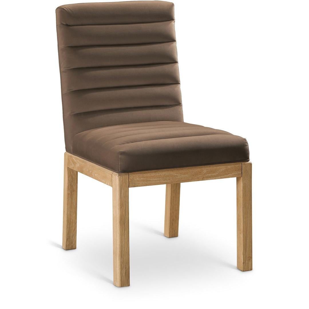 Evelyn Velvet Upholstered Dining Chair — Brown / Stained Natural