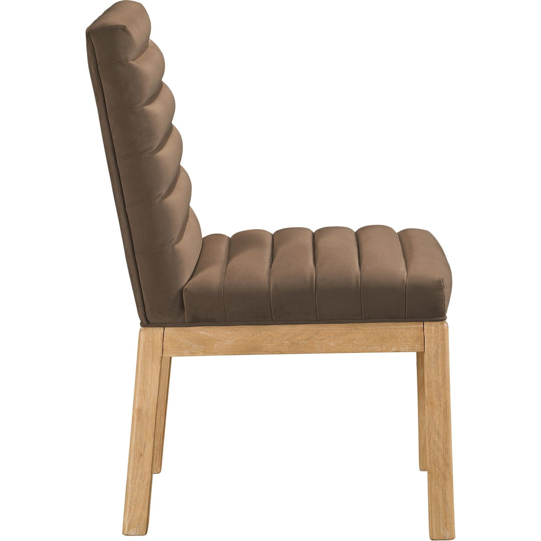 Evelyn Velvet Upholstered Dining Chair — Brown / Stained Natural