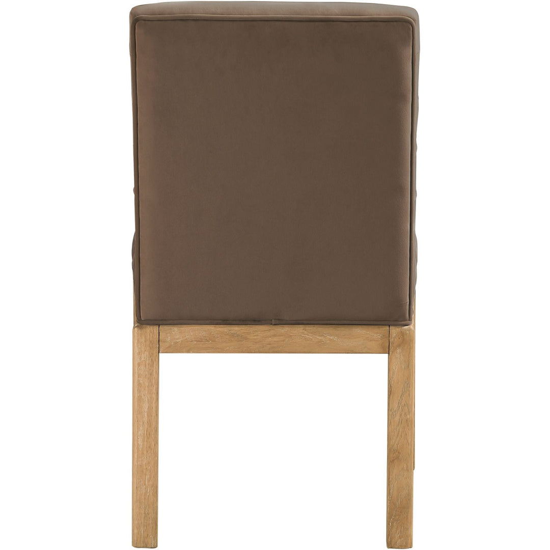 Evelyn Velvet Upholstered Dining Chair — Brown / Stained Natural