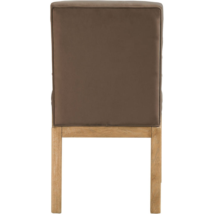 Evelyn Velvet Upholstered Dining Chair — Brown / Stained Natural