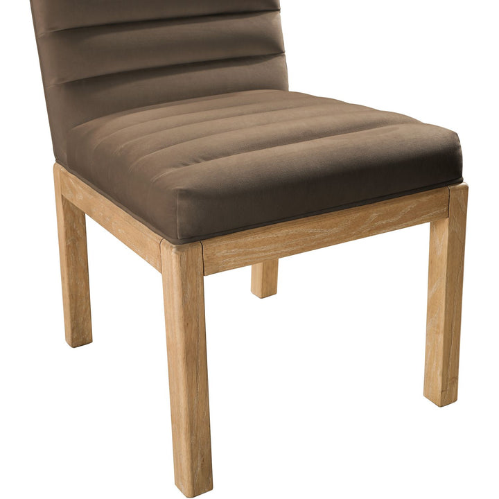 Evelyn Velvet Upholstered Dining Chair — Brown / Stained Natural