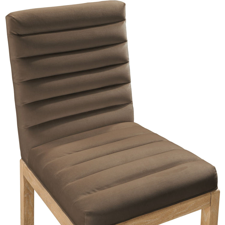 Evelyn Velvet Upholstered Dining Chair — Brown / Stained Natural