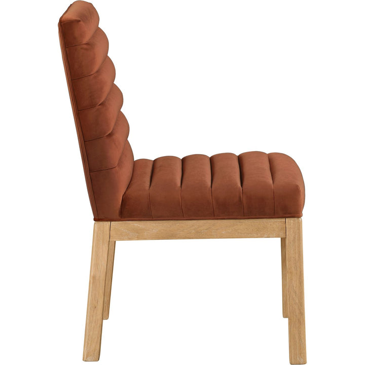 Evelyn Velvet Upholstered Dining Chair — Cognac / Stained Natural