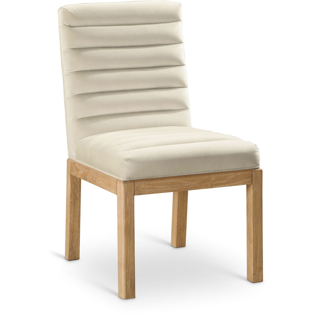 Evelyn Velvet Upholstered Dining Chair — Cream / Stained Natural
