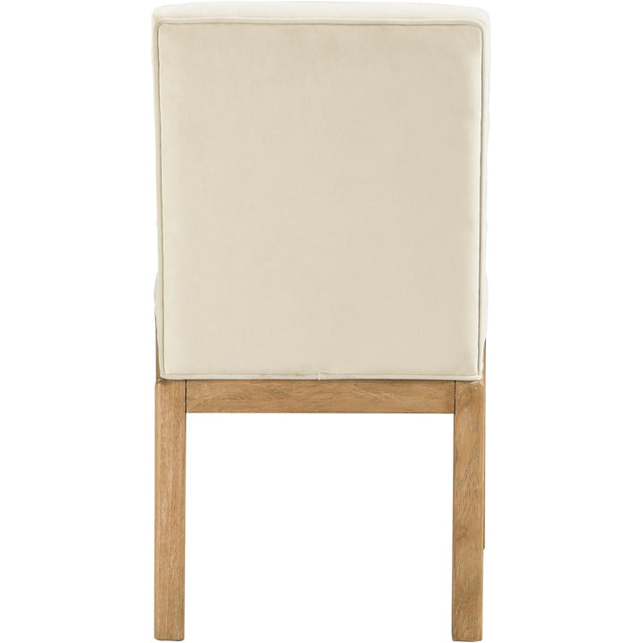 Evelyn Velvet Upholstered Dining Chair — Cream / Stained Natural