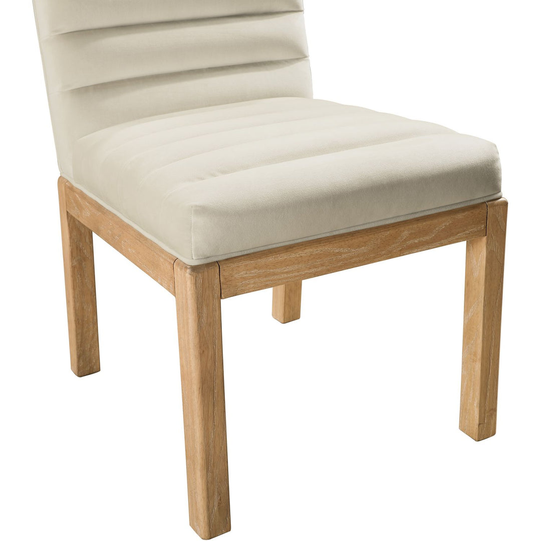 Evelyn Velvet Upholstered Dining Chair — Cream / Stained Natural