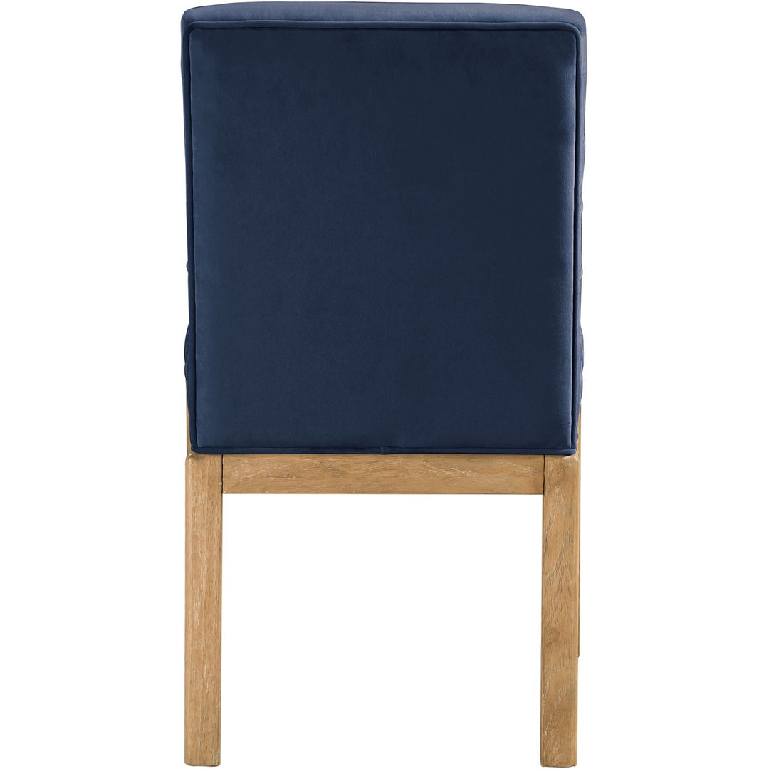 Evelyn Velvet Upholstered Dining Chair — Navy / Stained Natural