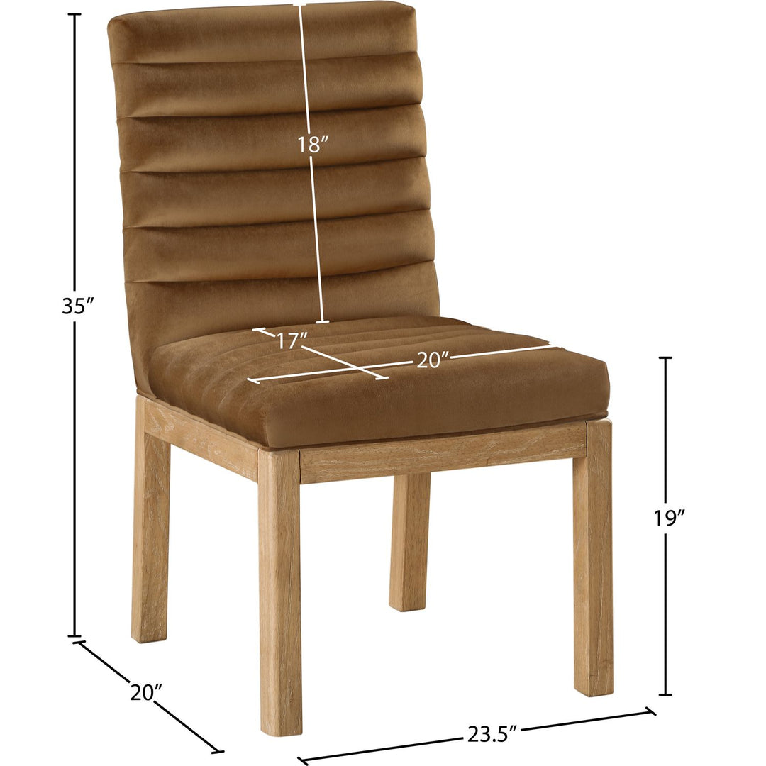 Evelyn Velvet Upholstered Dining Chair — Saddle / Stained Natural