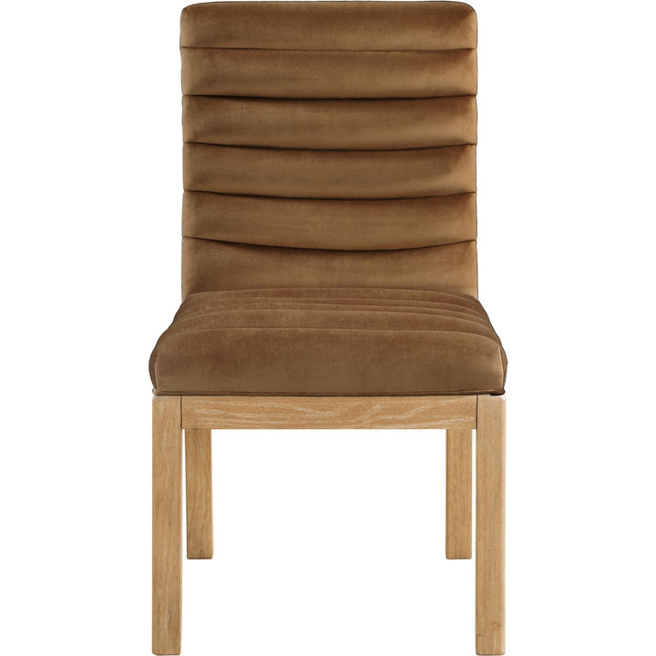 Evelyn Velvet Upholstered Dining Chair — Saddle / Stained Natural