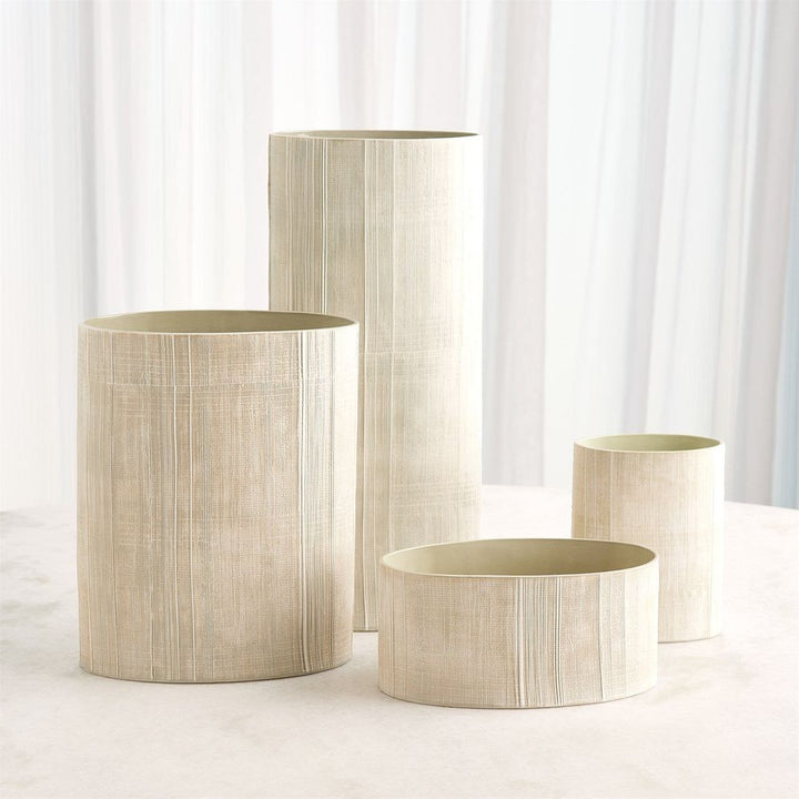 Cross Hatch Vase-Celery-Med
