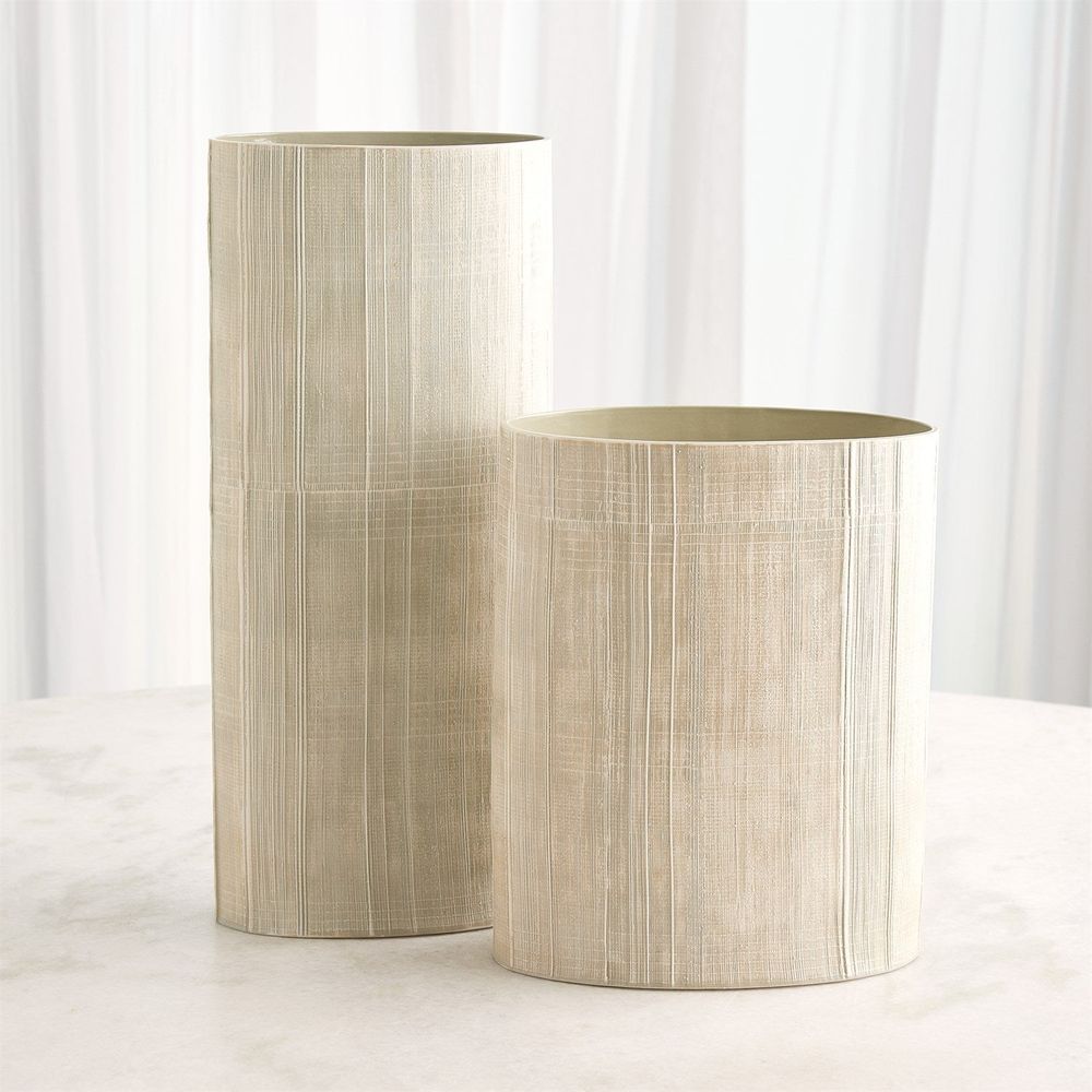 Cross Hatch Vase-Celery-Med