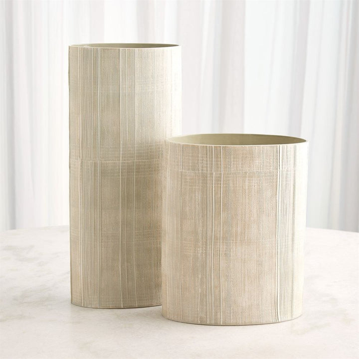 Cross Hatch Vase-Celery-Med