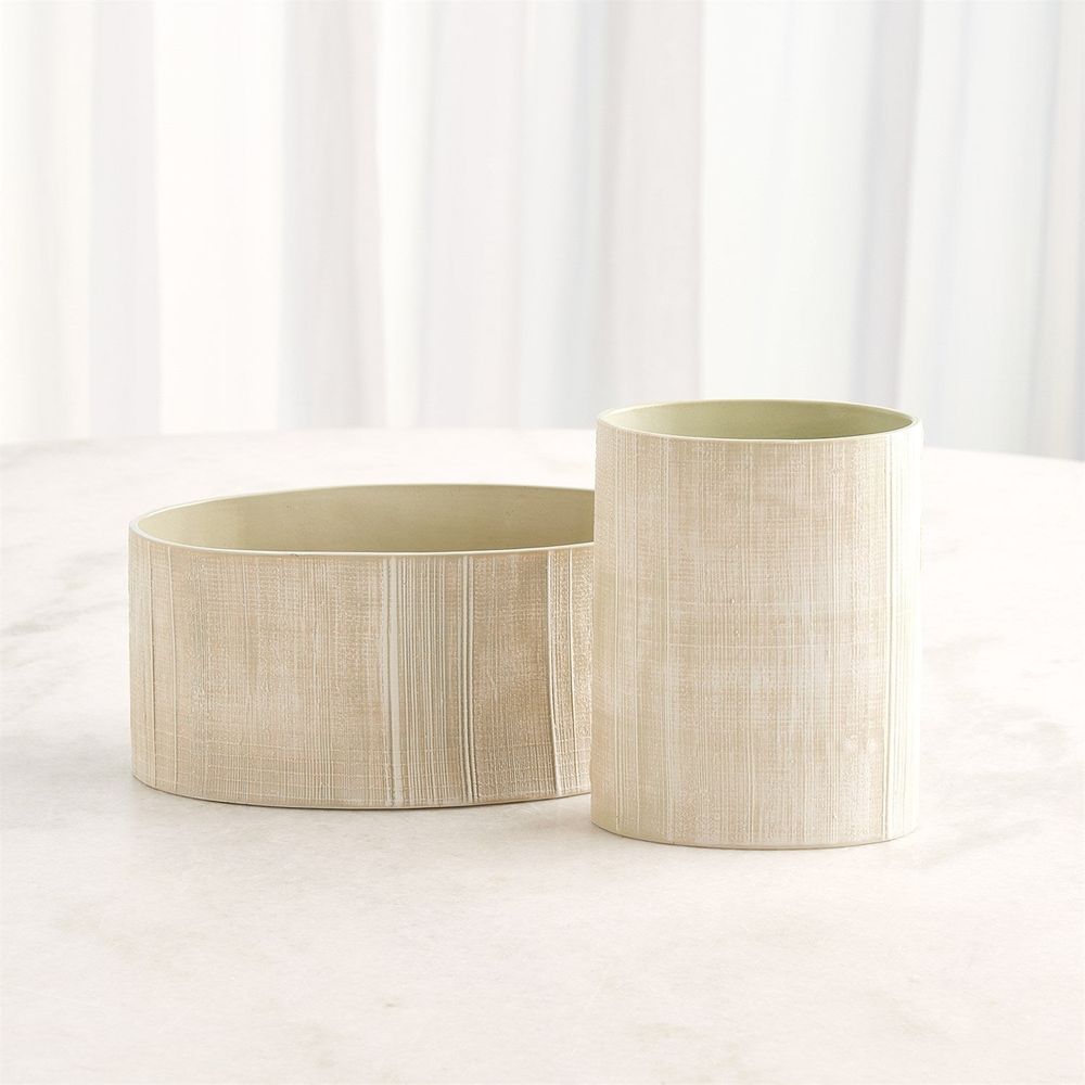 Cross Hatch Vase-Celery-Med