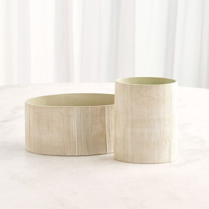 Cross Hatch Vase-Celery-Med