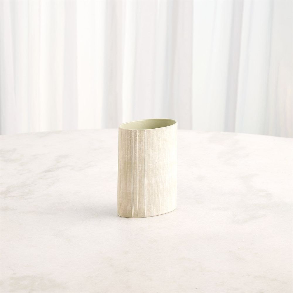 Cross Hatch Vase-Celery-Med