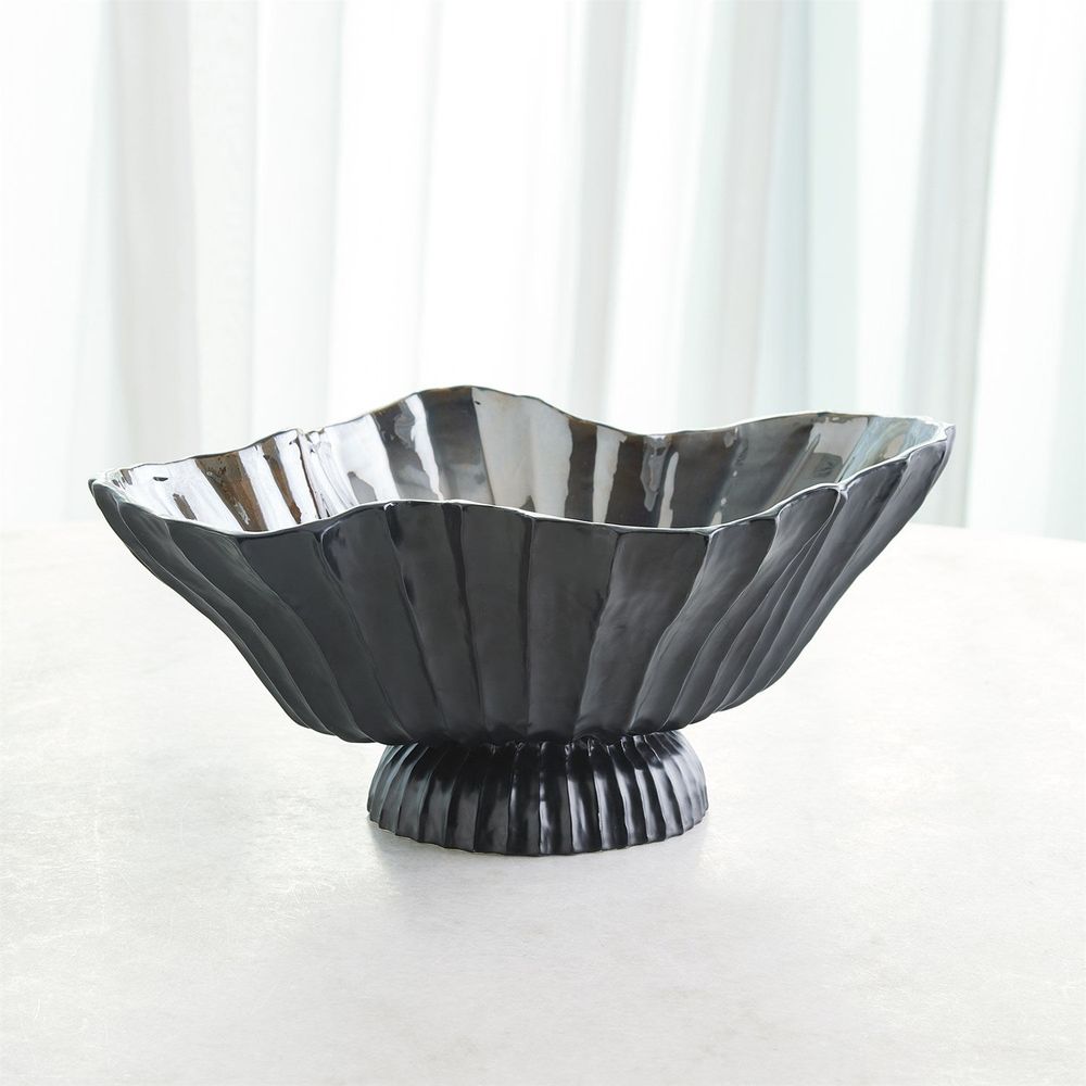 Folha Footed Bowl-Black/Metallic